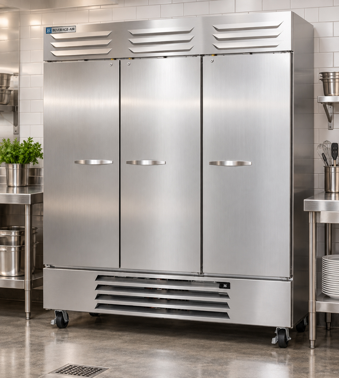 Vista® Series bottom mount refrigeration in a commercial kitchen